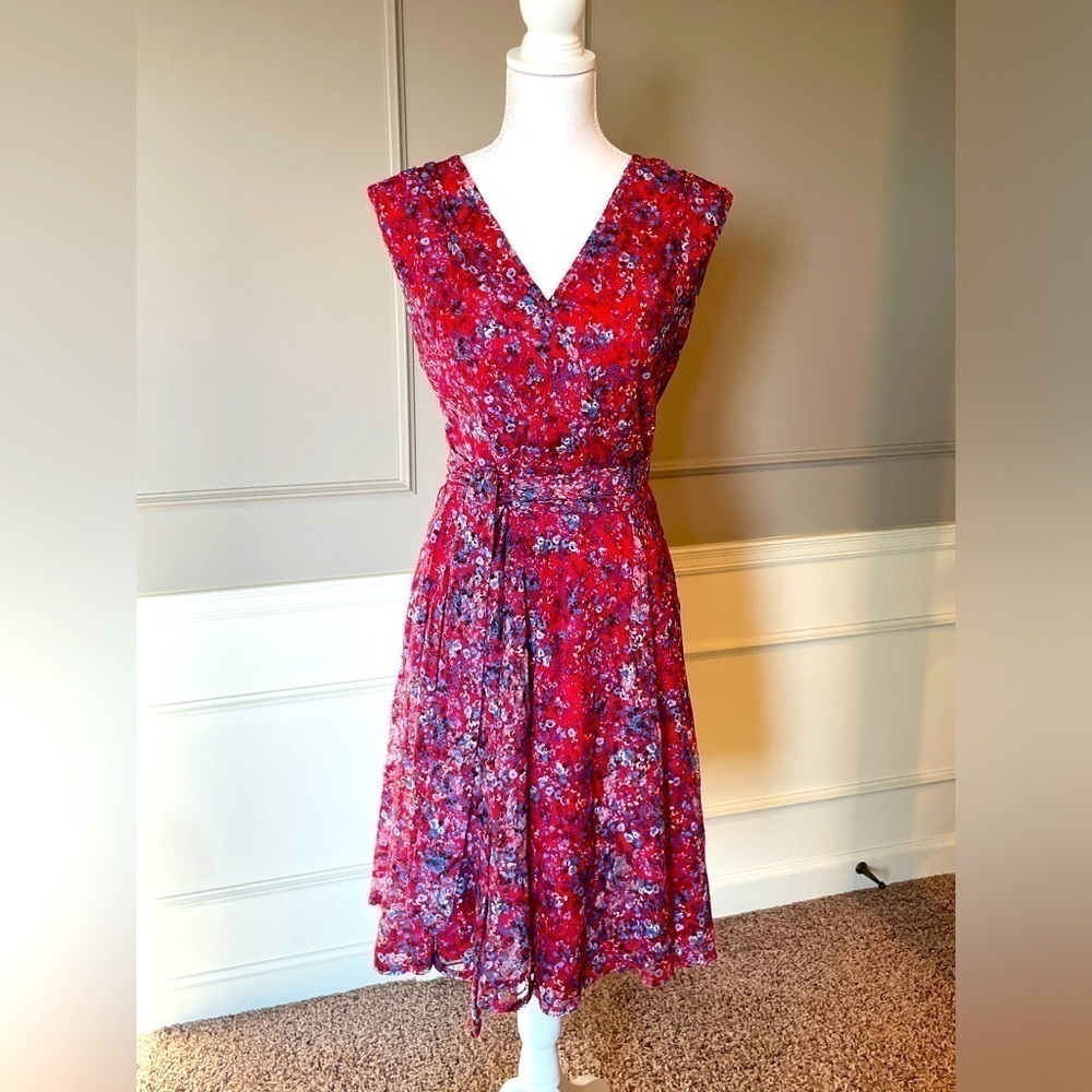 Roz & Ali Red Floral Midi Dress